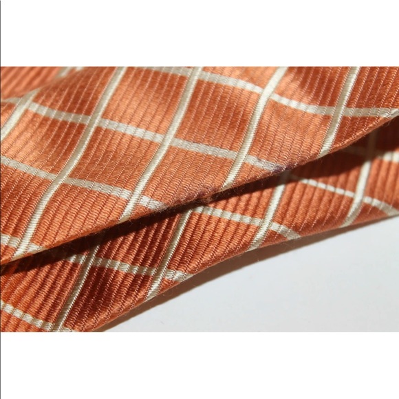 Classic Enrico Carlucci Men Neck Tie Orange Checkered Diamond Italy 100% Silk - Picture 11 of 12